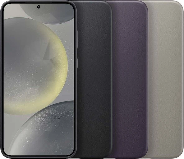 Dėklas „Samsung Galaxy S24+“ veganiškas odinis dangtelis tamsiai violetinis