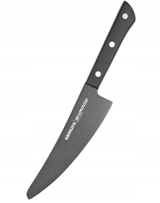 Samura Shadow Small Chef's Kitchen peilis 166 mm AUS-8 nelipni tamsi danga 58 HRC