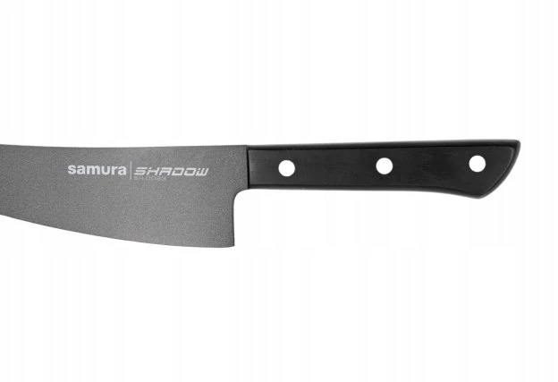 Samura Shadow Small Chef's Kitchen peilis 166 mm AUS-8 nelipni tamsi danga 58 HRC