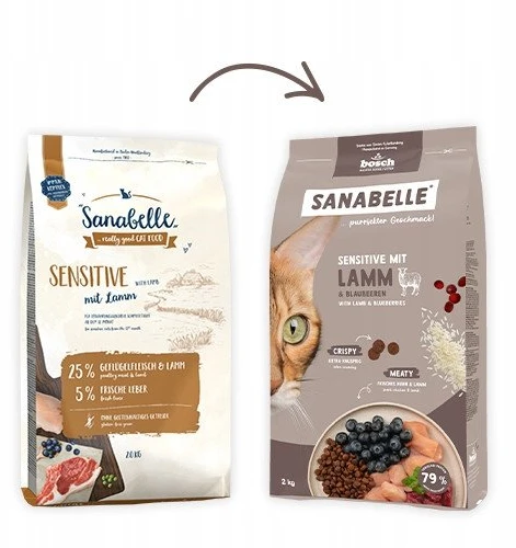 Kačių Maistas - BOSCH Sanabelle Sensitive ėriena Sausas Maistas 2kg