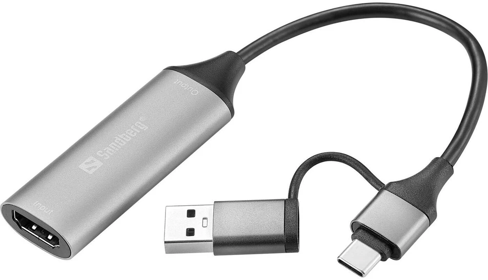 SANDBERG HDMI įrašymo jungtis su USB-C/A