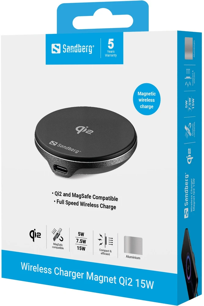 Sandberg Wireless Charger Magnet Qi2 15W