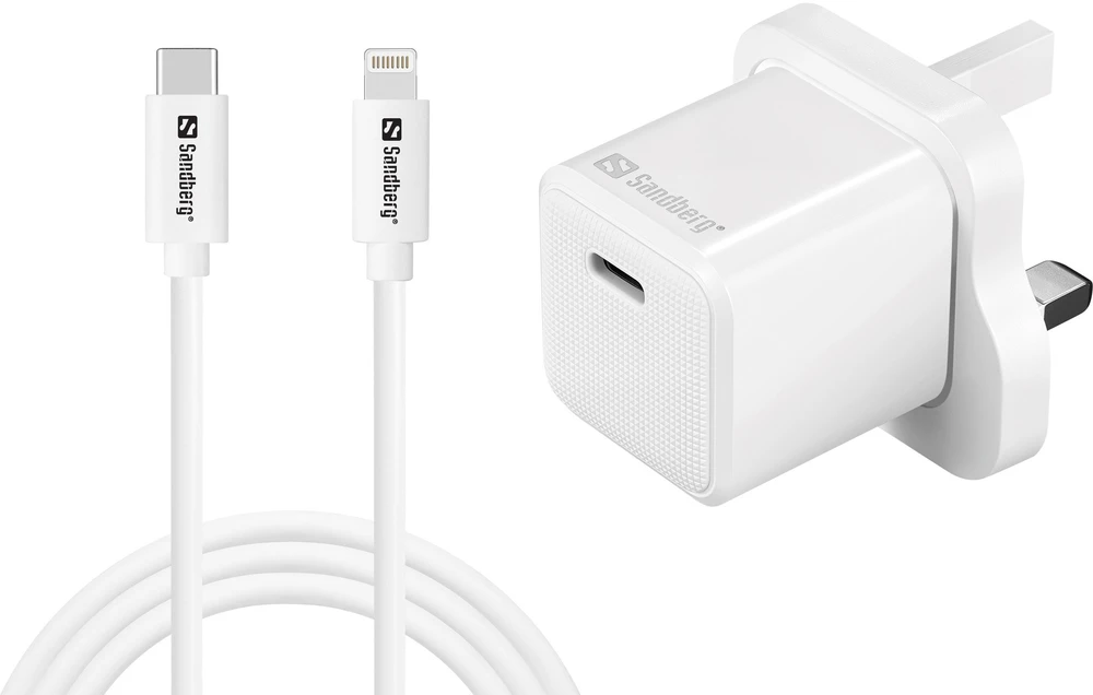 „Sandberg“ USB-C AC 20 W įkroviklis, JK + „Lightning“ 1 m