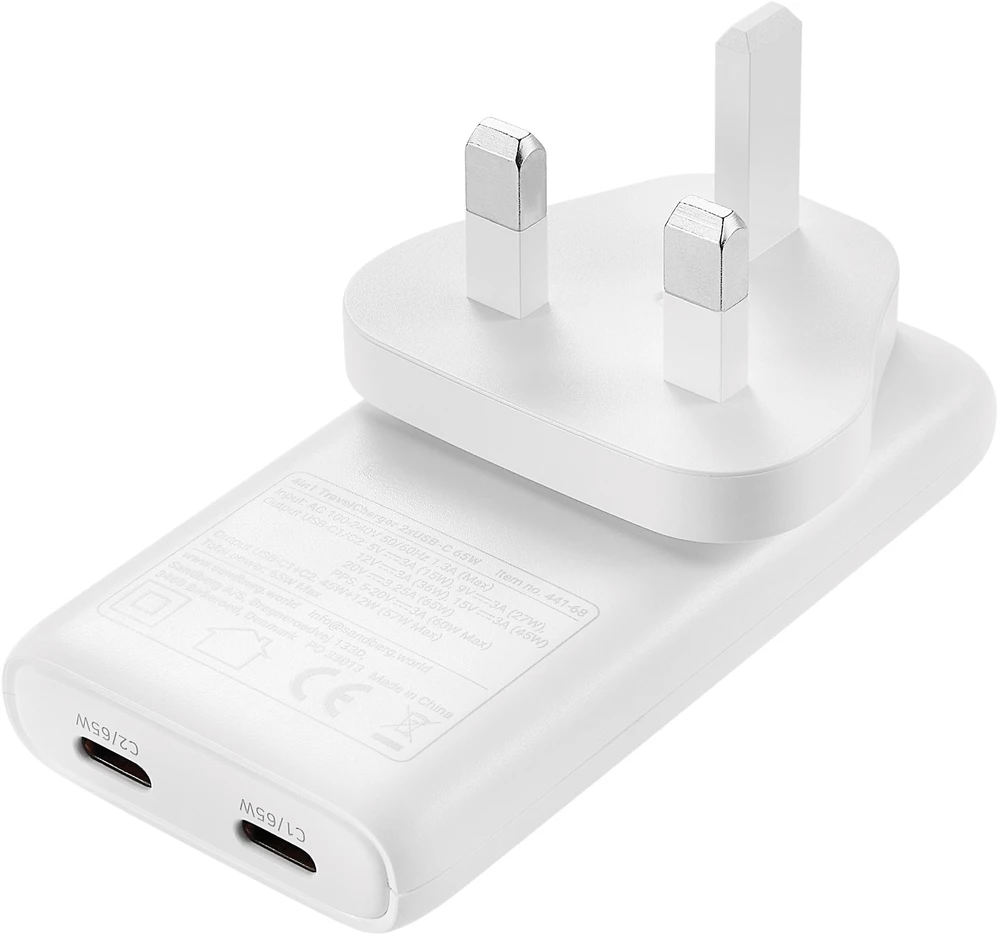 Sandberg Kelioninis įkroviklis su 2x USB-C 65 W
