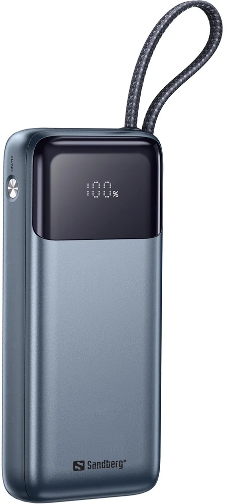 Sandberg 20000 mAh powerbankas su integruotu USB-C laidu, PD 67 W