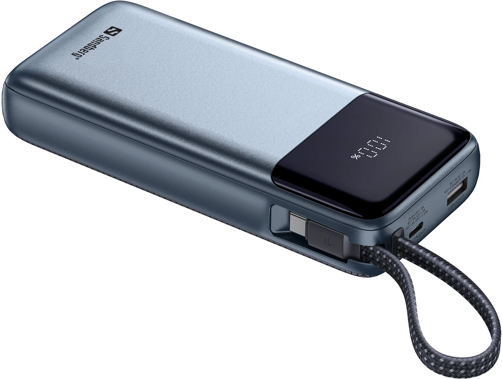 Sandberg 20000 mAh powerbankas su integruotu USB-C laidu, PD 67 W