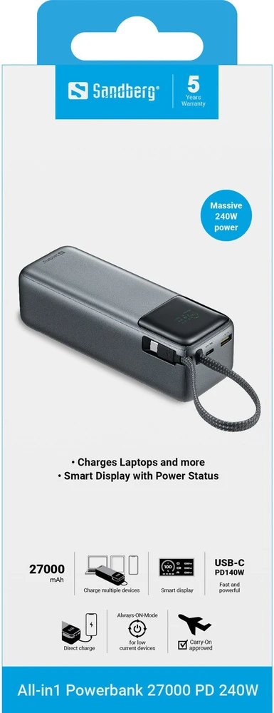 SANDBERG All-in1 Powerbank 27000 PD240W