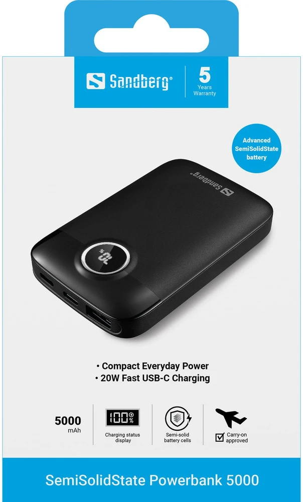 Sandberg Baterie i akumulatorki SemiSolidState Powerbank 5000 (421-47)