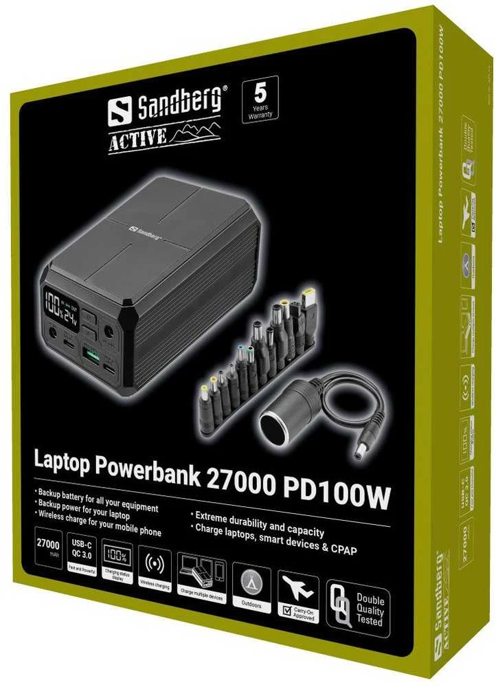 Sandberg Nešiojamas kompiuteris Powerbank 27000 PD100W