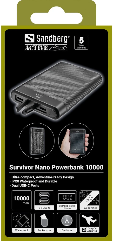 Powerbank Sandberg Survivor Nano 10000 mAh Juodas (421-32)