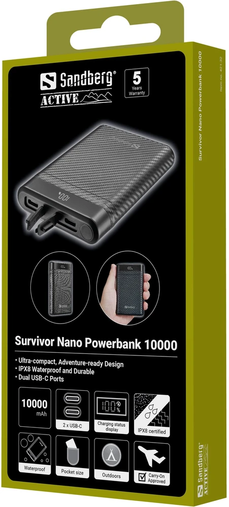 Powerbank Sandberg Survivor Nano 10000 mAh Juodas (421-32)