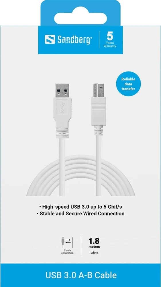 Sandberg 509-23 USB 3.0 A-B kabelis 1,8 m