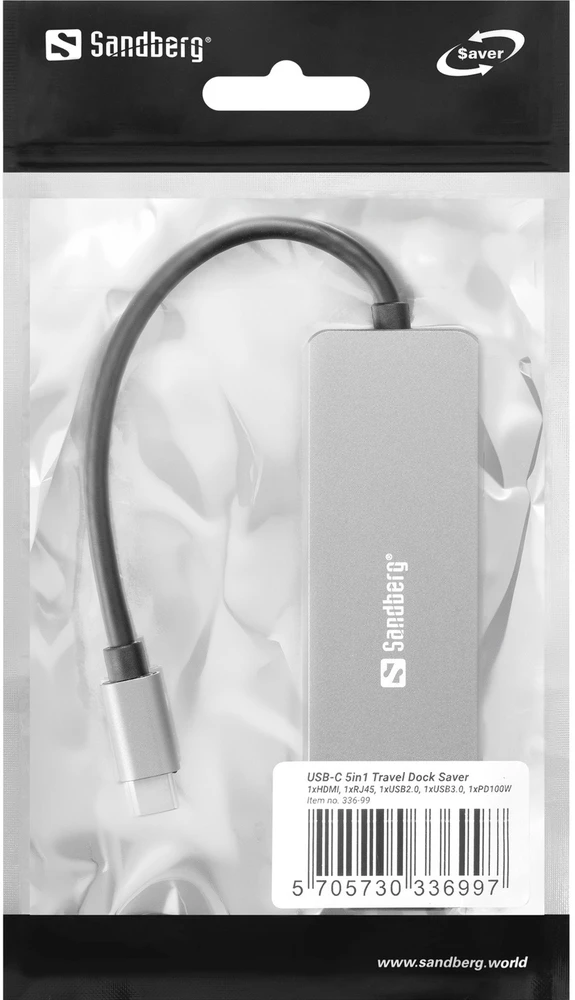 Sandberg 336-99 USB-C 5in1 kelioninis dokas-saugykla