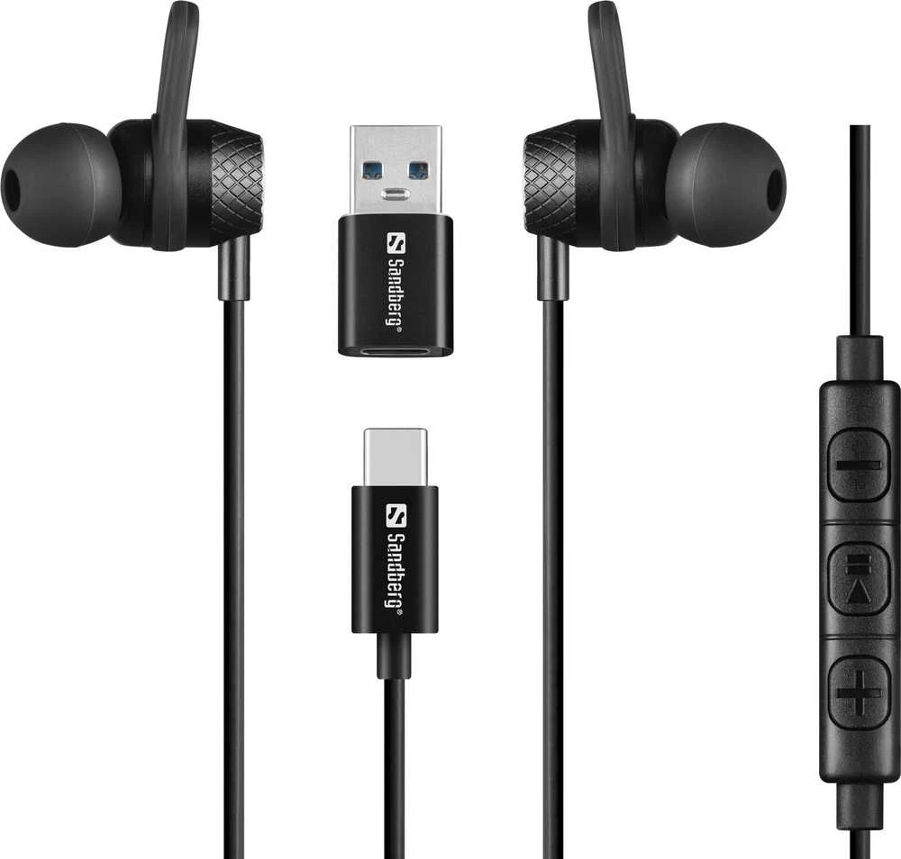 Sandberg ausinės su USB-A ir USB-C jungtimis