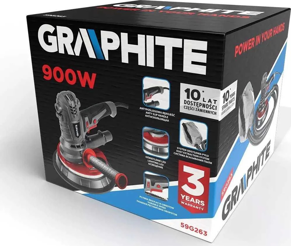 Graphite Šlifuoklis Gipso šlifuoklis 900 W, 180 mm, LED