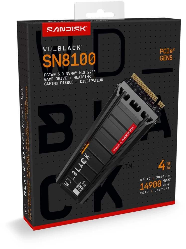 Sandisk „Western Digital“ Juodas SN8100 4 TB M.2 PCI Express 5.0 NVMe TLC 3D NAND diskas