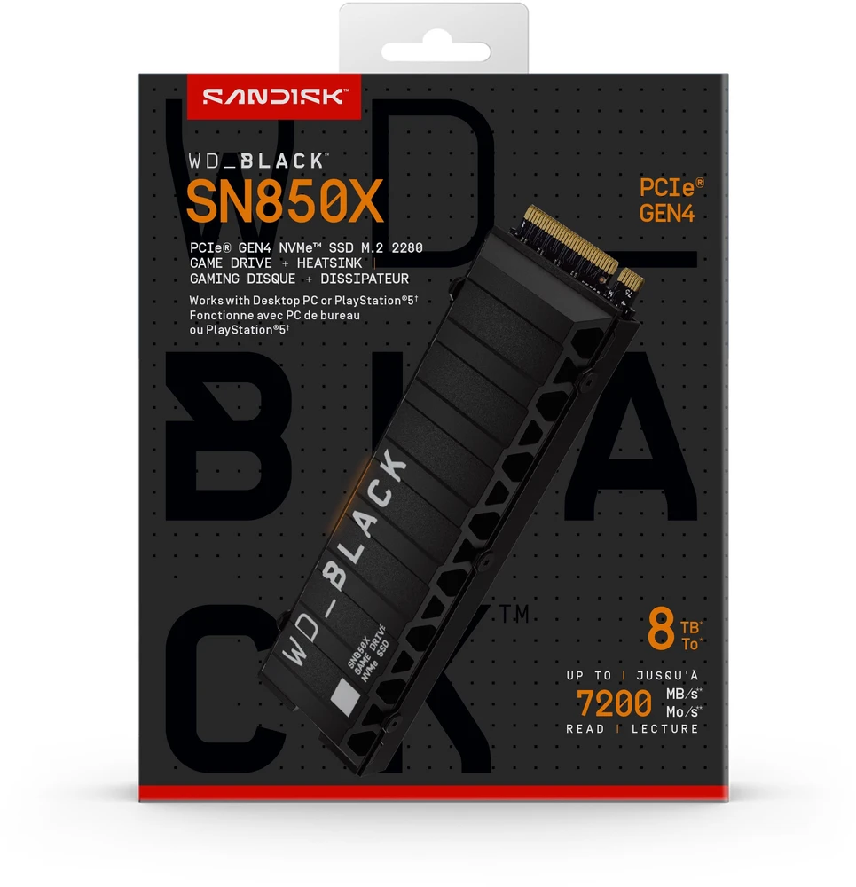 Sandisk WD_BLACK SN850X NVME SSD GAMING - STORAGE WITH HEATSINK 8TB