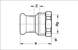 SANHA Purapress pereinamoji mova ZW x GW 22 mm x 1'' (18270221)