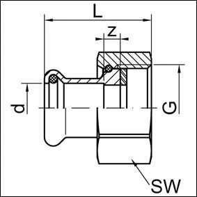 SANHA Purapress pussraigtis su sandarikliu ZW 22mm x 1'' (18359221)