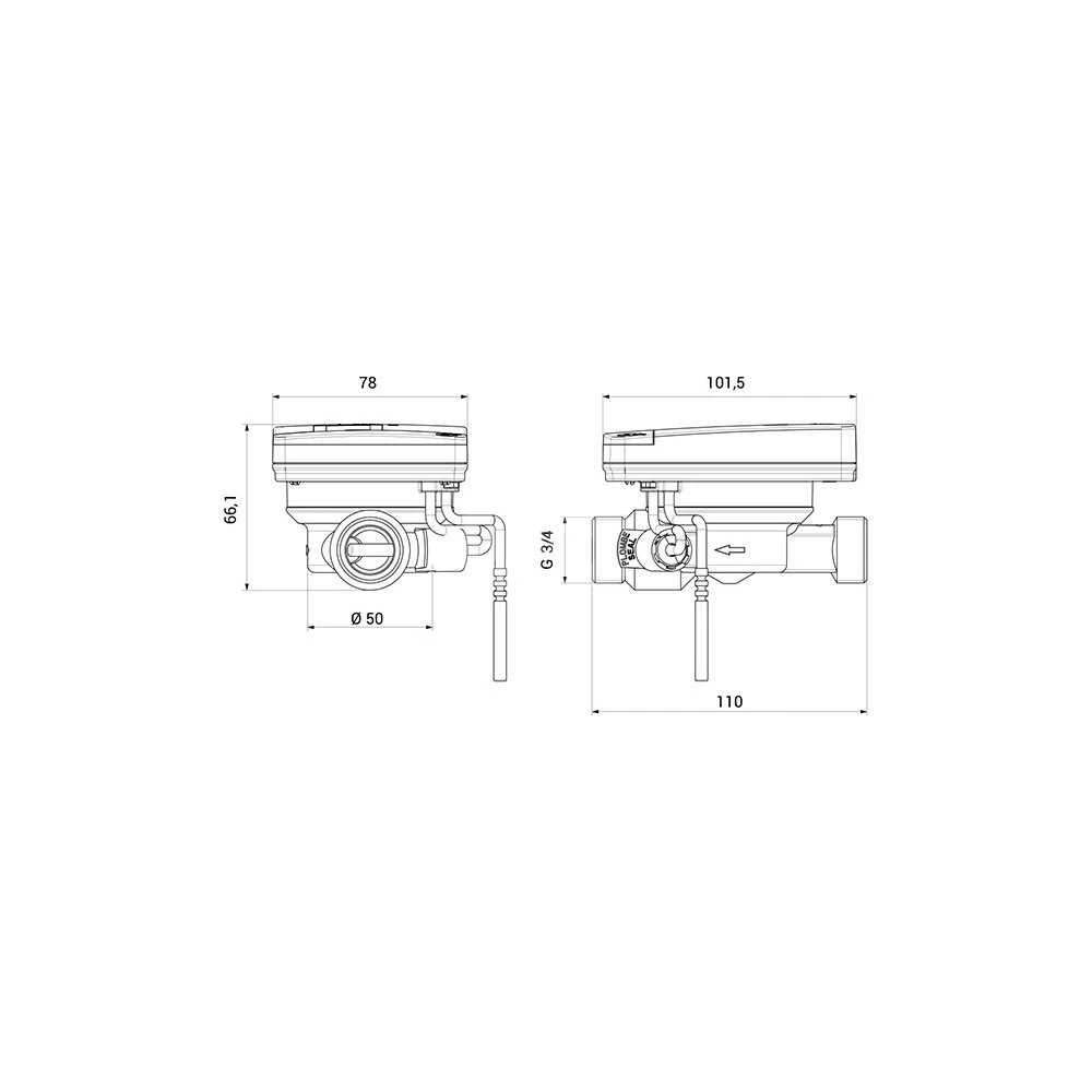 Santech šilumos skaitiklis QHeat5 qp 2,5 m3/h DN20