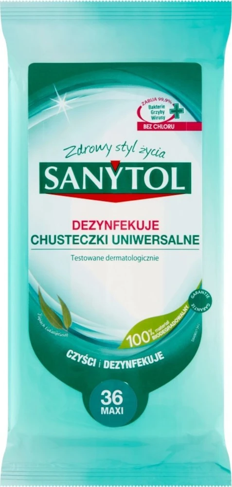 SANYTOL universalios eukalipto servetėlės valo ir dezinfekuoja, 36 vnt.