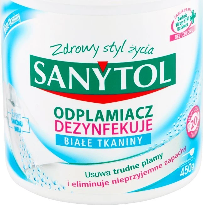 Sanytol Sanitol Dezinfekuojantis miltelinis dėmių valiklis baltiems audiniams 450g
