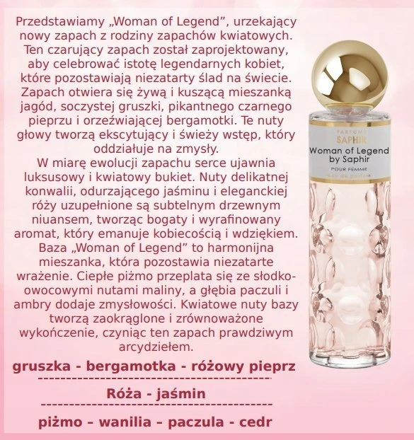 Saphir Woman of Legend EDP parfumuotas vanduo moterims, 200 ml