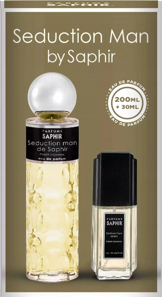 ‎Saphir Seduction Man komplektas parfuminio vandens purškiklis 200ml + kvepalų vandens purškiklis 30ml