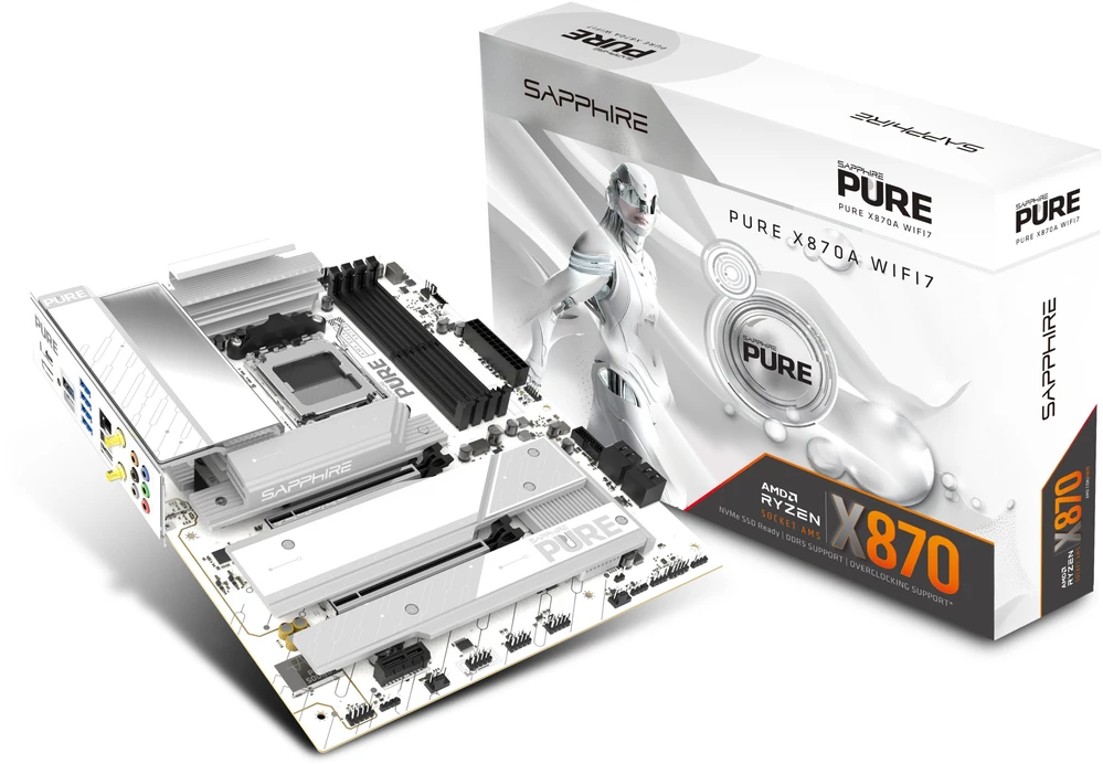 „Sapphire Pure X870A WiFi7“, AMD X870 pagrindinė plokštė – AM5 lizdas, DDR5