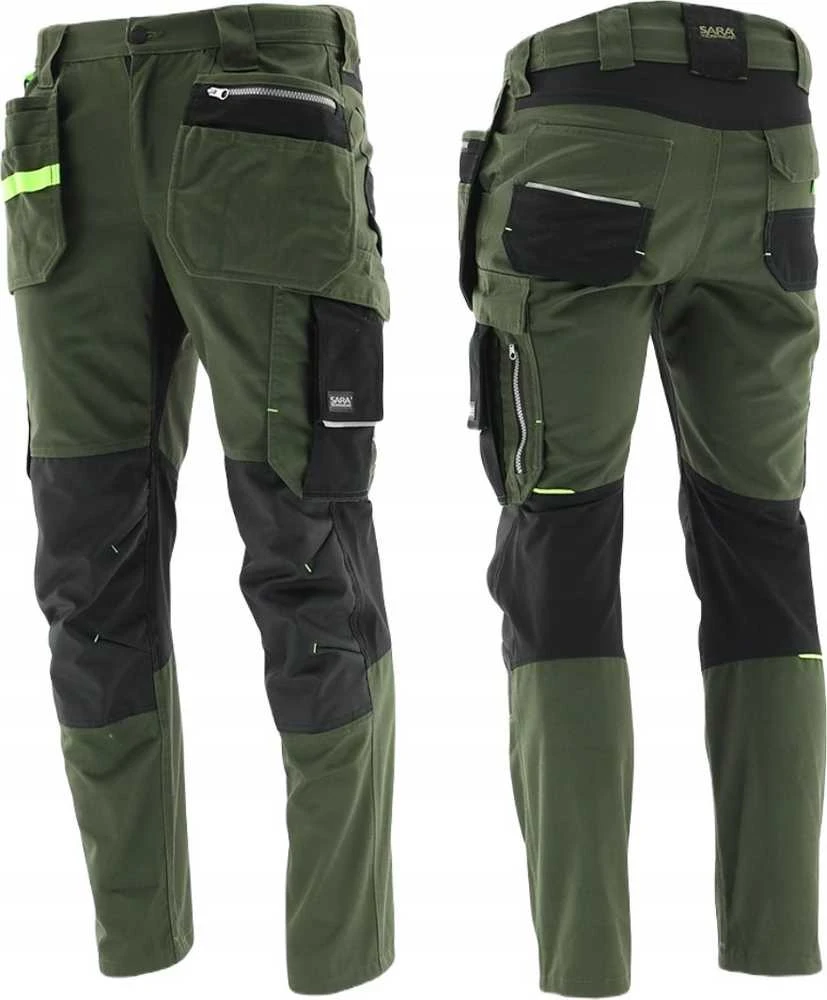 Darbo kelnės Sara Workwear Comfort, žalia, XL dydis