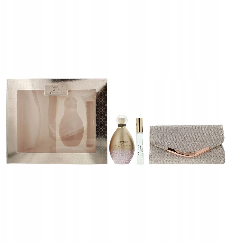 Sarah Jessica Parker Lovely You rinkinys moterims (EDP, 100 ml + EDP, 10 ml + Rose Clutch delninė)