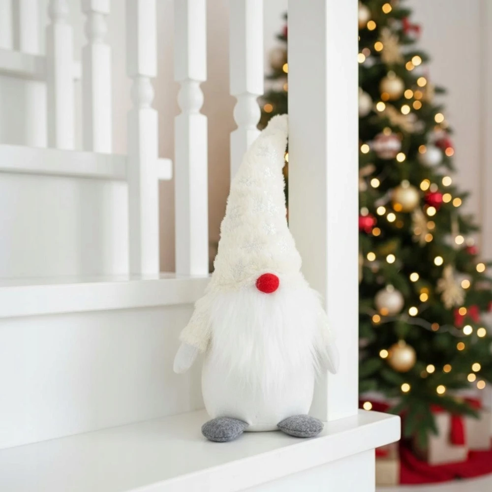 Saska Christmas baltas dekoratyvinis nykštukas 45cm