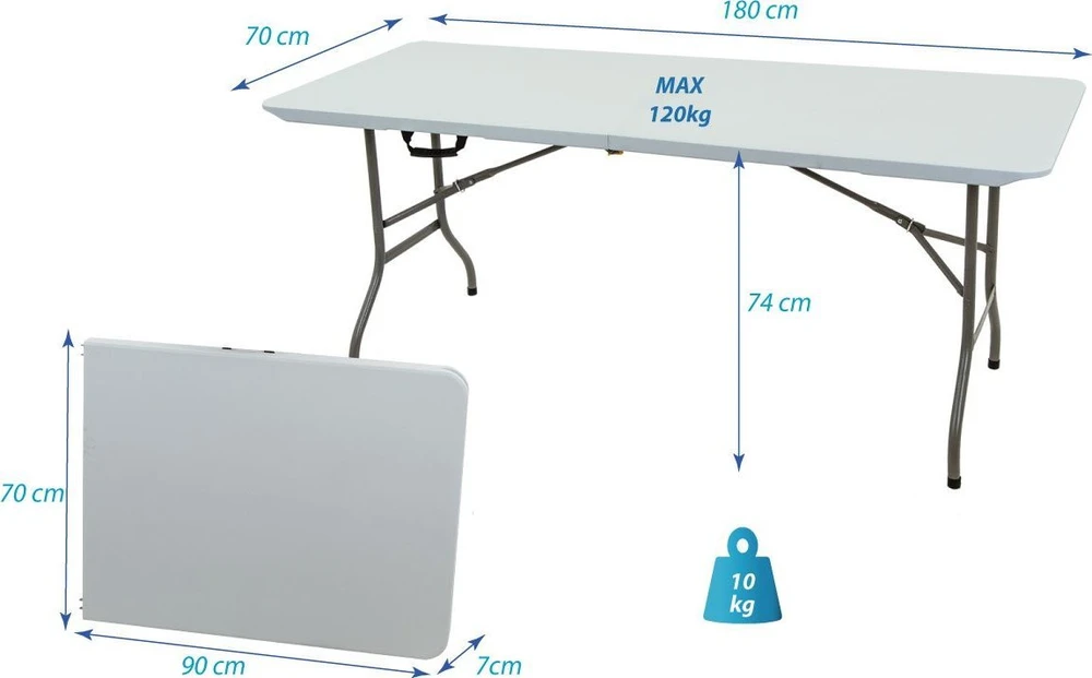 Saska Garden Sulankomas stalas 180x70 cm 100 kg pilkas