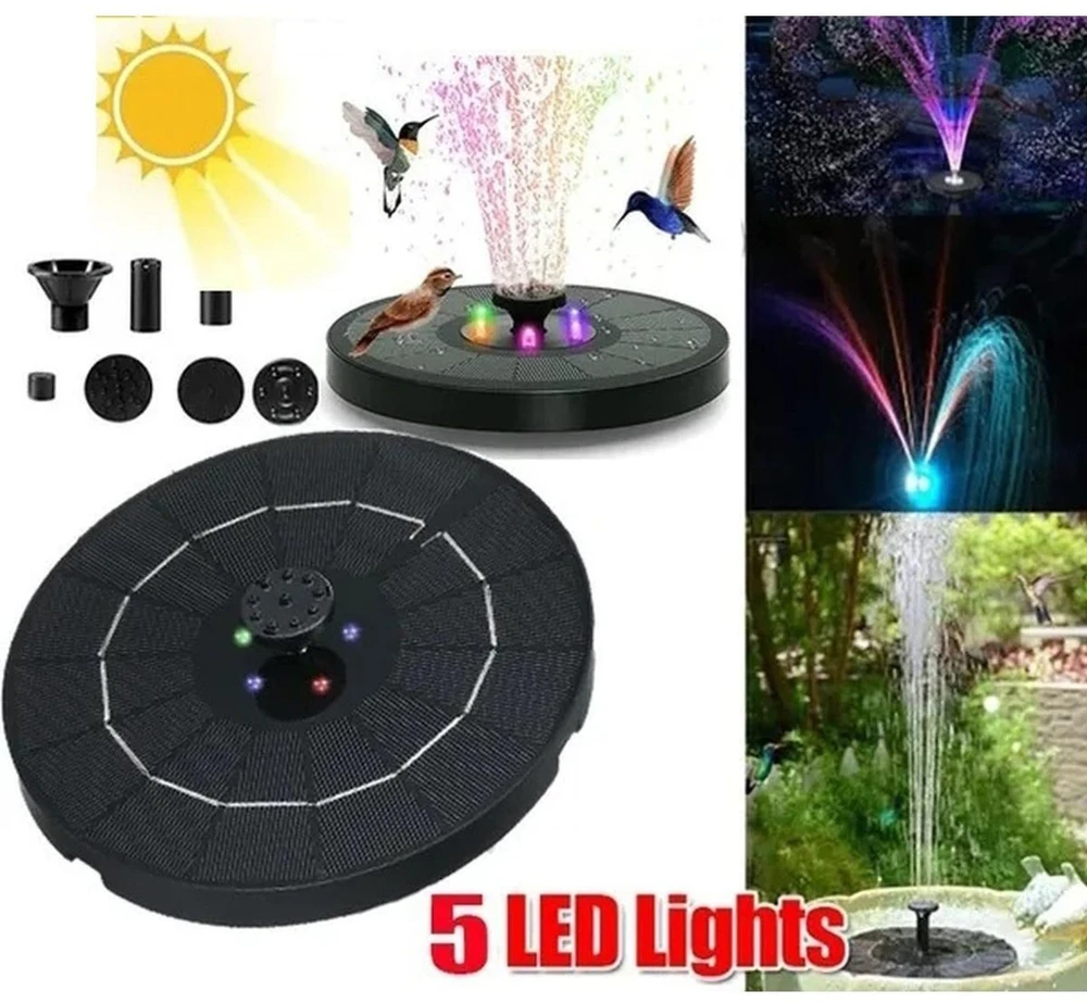 Saska Garden SAULĖS ENERGIJA VEIKIANTIS FONTANO ŠVIESTUVAS TVENKINIUI 5 LED AUTOMATINIS 1046846
