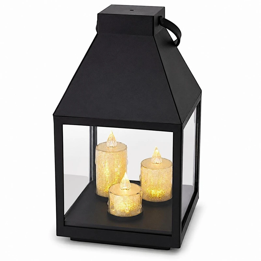Saska Garden Žibintas lampionas LED 25 cm 3 žvakės Saska Gift & Decor
