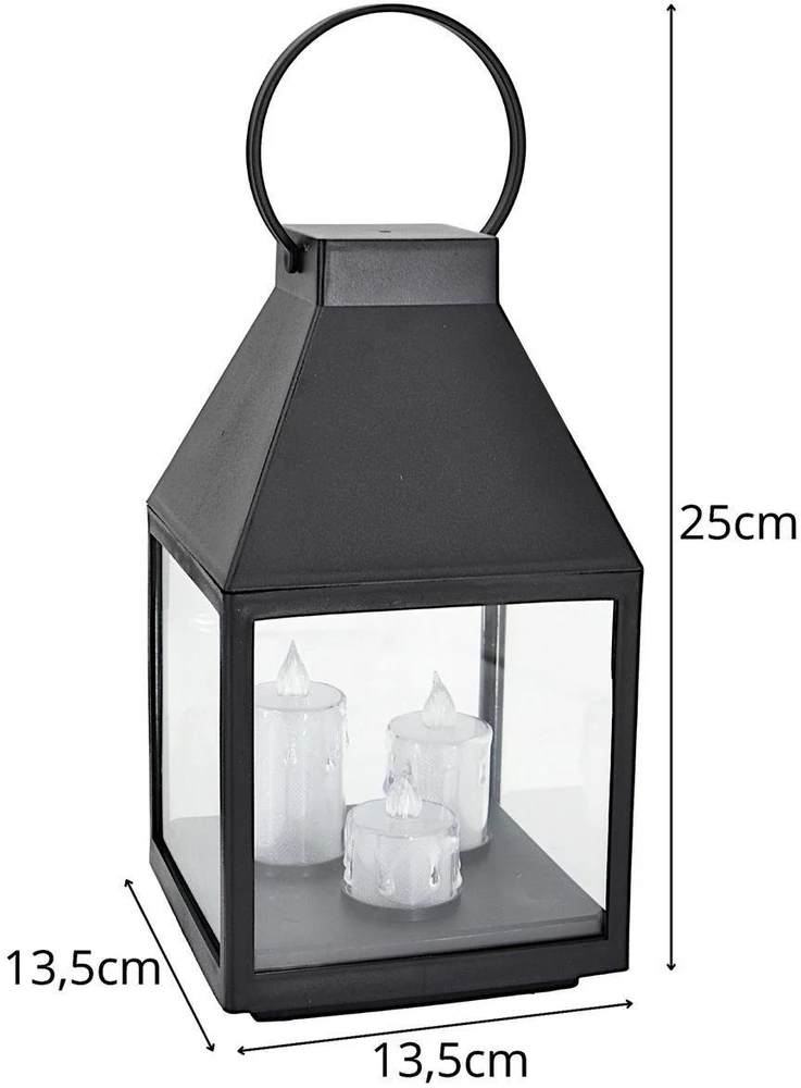 Saska Garden Žibintas lampionas LED 25 cm 3 žvakės Saska Gift & Decor