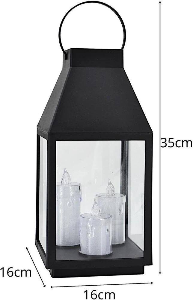 Saska Garden Žibintas lampionas LED 35 cm 3 žvakės Saska Gift & Decor