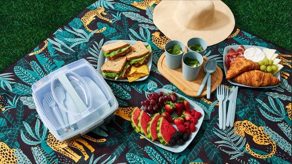 Saska Garden Rinkinys iškylai 6 asmenims (puodeliai, stalo įrankiai, lėkštės) pilka sp. 43209