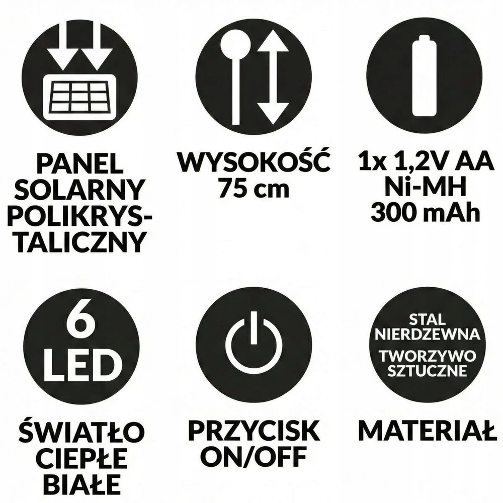 Saska Garden Saulės lempa žolė 6 LED 75 cm