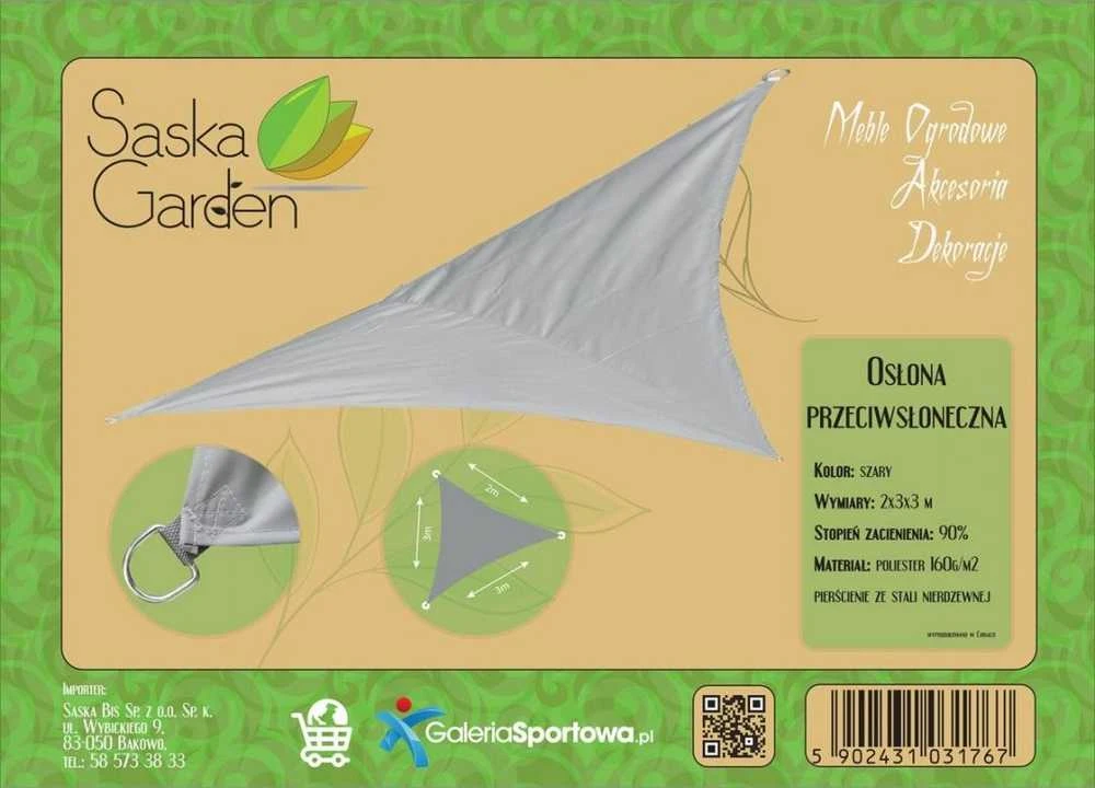 Saska Garden sodo pavėsinė trikampė 3x3x2 m pilka