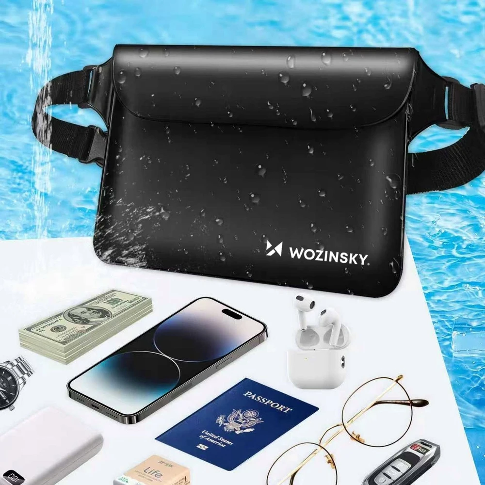 Wozinsky WWS-01 Atsparus vandeniui PVC Waist Bag - Juodas