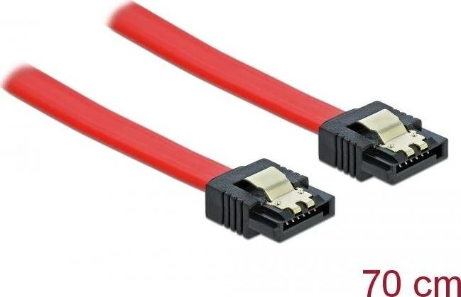 Delock Cable SATA 6 Gb/s kištukinis tiesus > SATA kištukas tiesus 70 cm raudono metalo
