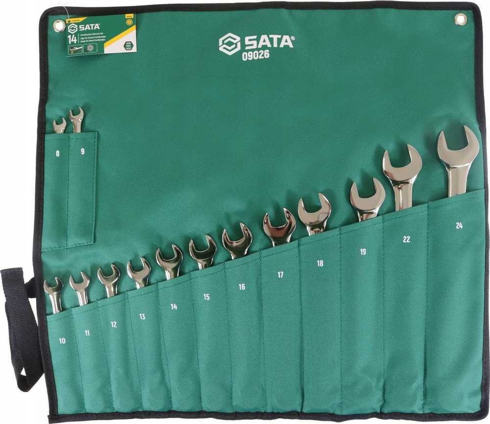 Kombinuotų veržliarakčių komplektas Sata S09026; 8-24 mm; 14 vnt.
