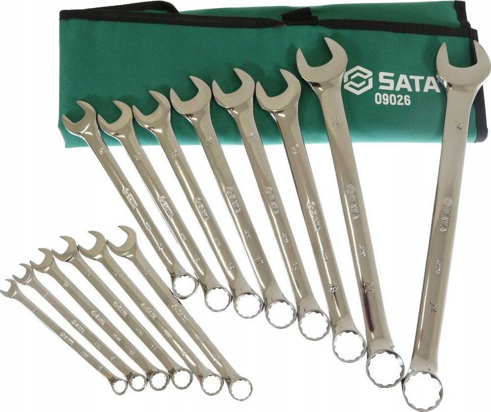 Kombinuotų veržliarakčių komplektas Sata S09026; 8-24 mm; 14 vnt.