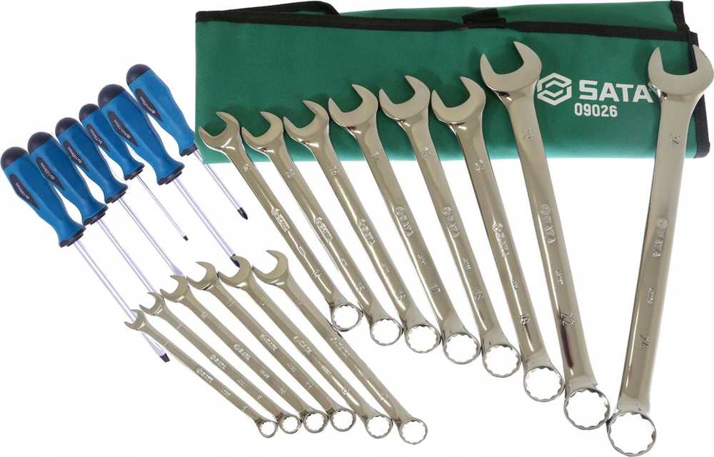 Kombinuotų veržliarakčių komplektas Sata S09026; 8-24 mm; 14 vnt.
