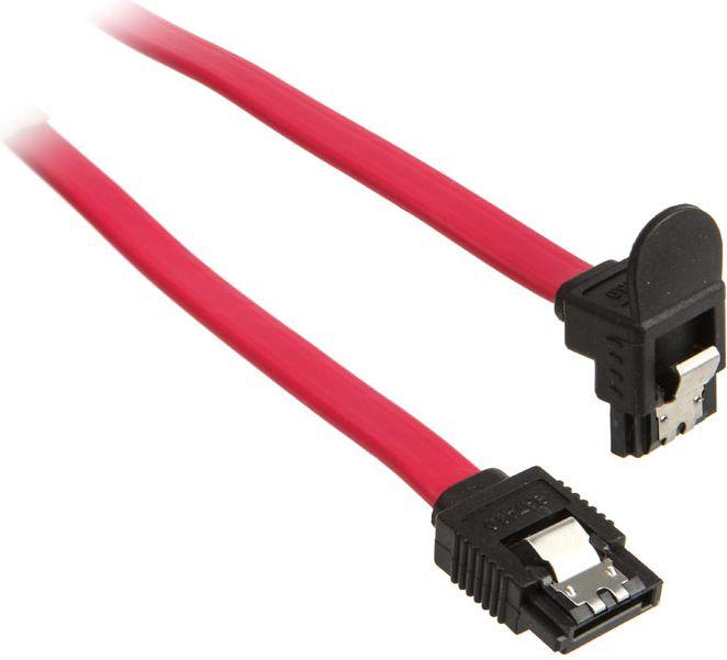 „InLine SATA III“ (6 Gb/s) kabelis kampuotas, raudonas, 0,3 m