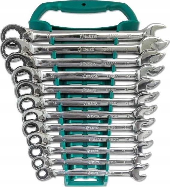 Terkšlinių veržliarakčių rinkinys Sata ST08044B; 8-19 mm; 12 vnt.