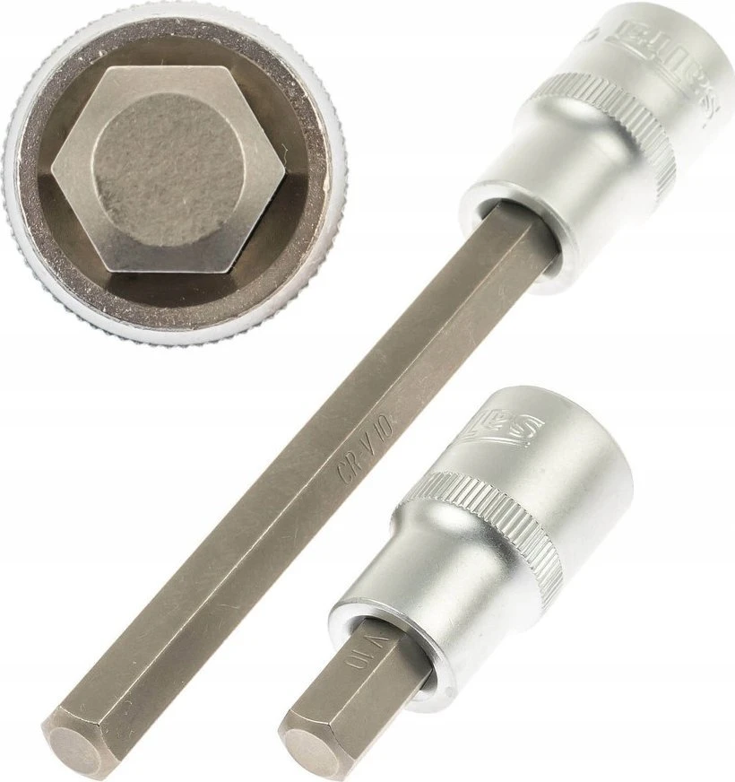 Galvučių komplektas su Hex antgaliais SATRA S-SH1212L; 1/2''; 12 vnt.