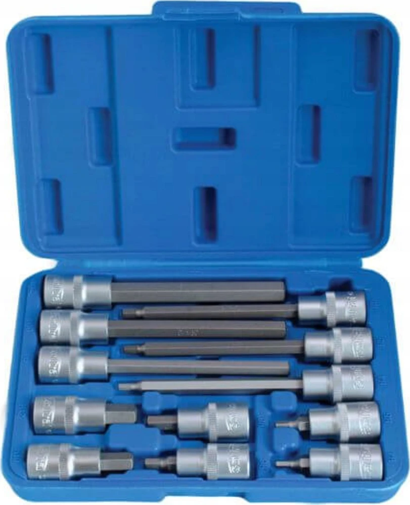 Galvučių komplektas su Hex antgaliais SATRA S-SH1212L; 1/2''; 12 vnt.