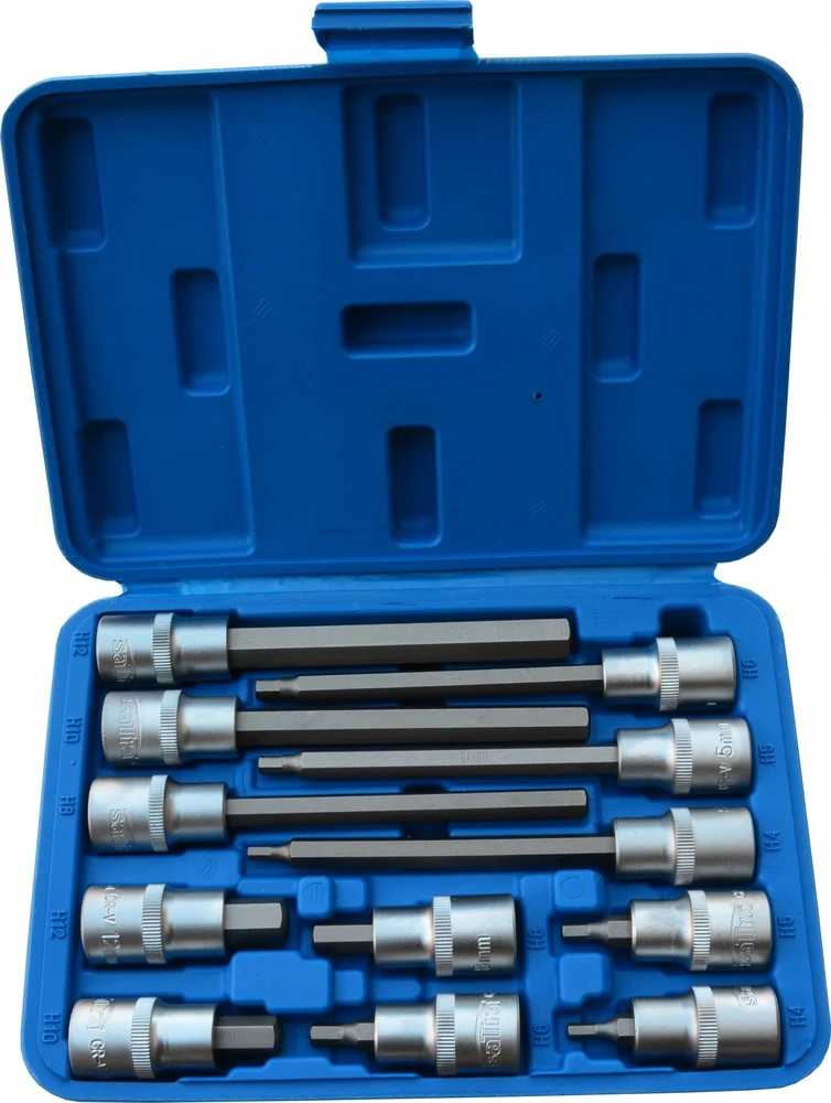 Galvučių komplektas su Hex antgaliais SATRA S-SH1212L; 1/2''; 12 vnt.